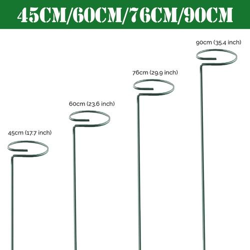 Metal Plant Support Stake 40/60/90cm Hoops Indoor Outdoor 6-100 Pack Single Stem