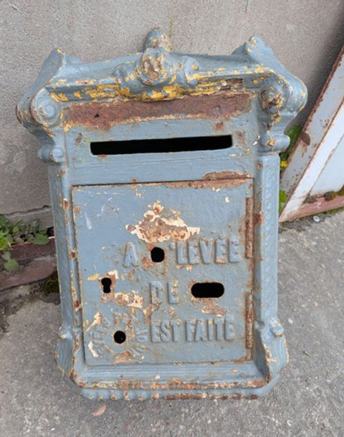 ANTIQUE 19THC FRENCH CAST IRON POSTE POSTAL BOX - RESTORATION PROJECT