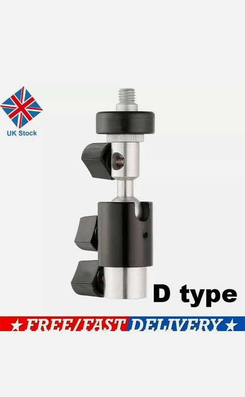 2 X D Type Flash Hot Shoe Umbrella Holder Swivel 1/4"Screw Bracket Mount Light  — image 1