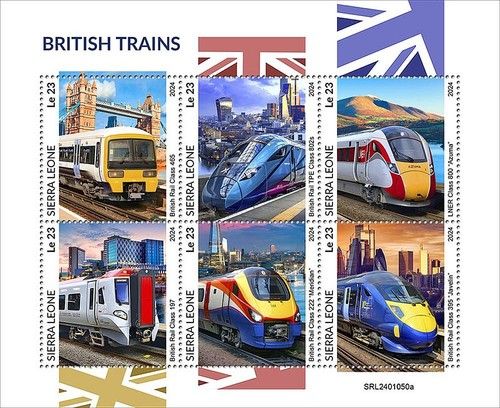 BRITISH RAIL TRAINS Railway Locomotive Train MNH Stamp Sheet 2024 Sierra Leone