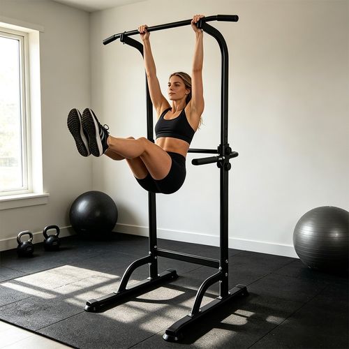 Adjustable Power Tower Station 10-Level Pull Up Bar Home Gym Strength Workout — image 6