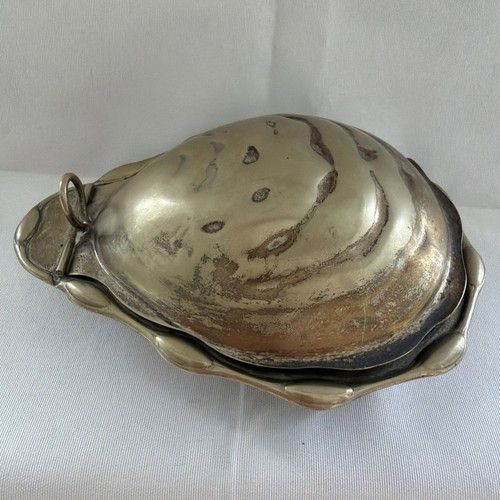 Vintage Art Deco Plate Clam Shell Butter Dish 1930s Silver Plated England