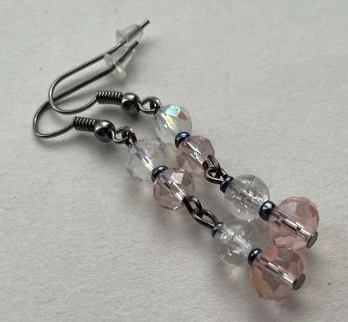 Handmade Black Plated Dangle Beaded Earrings - *8 Colour Choices & Sizes*.