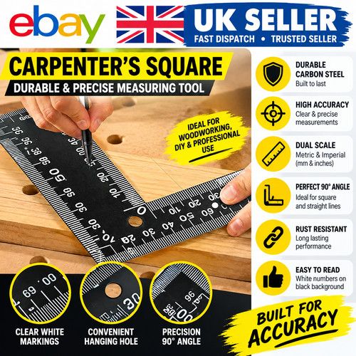 16 X 24 Carpenter Square L Shape Framing Square Right Angle Measuring Ruler UK