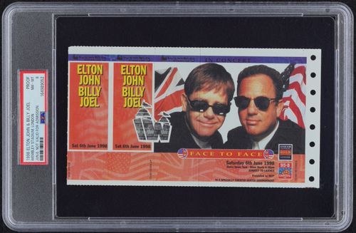 Billy Joel & Elton John Wembley Stadium London 1998 Concert Ticket PSA 8, Pop 1 — image 1