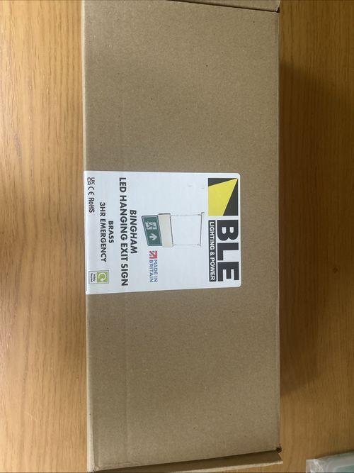 BLE Bingham EL-132001-BR LED Hanging MAN Emergency Exit Sign Brass LIGHT 3HR — image 1