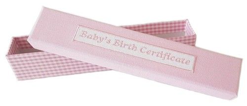 GISELA GRAHAM Baby Girl BIRTH CERTIFICATE BOX 25cm PINK Storage Keepsake Gift