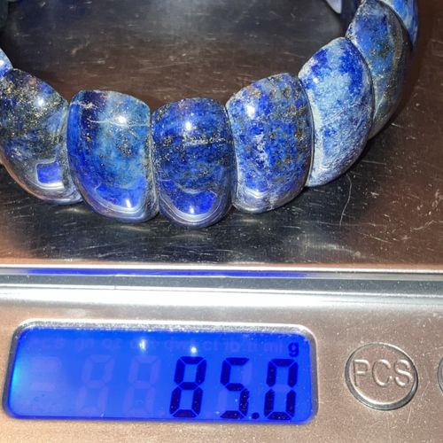 Lapis Lazuli Beaded Stretch Bracelet 1” Blue Gemstones Sz7-8 — image 17