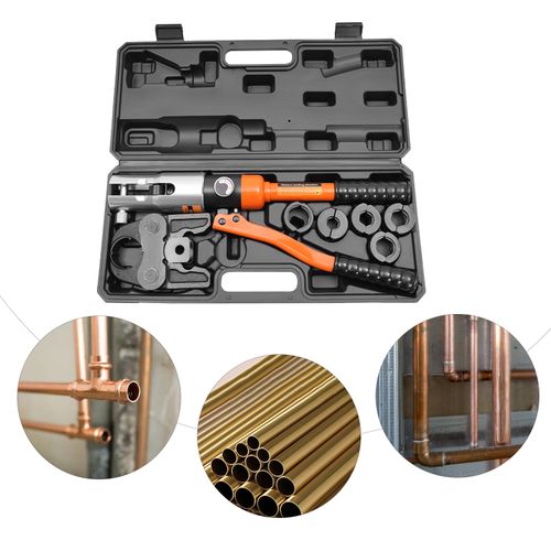 10T Hydraulic Pipe Crimper Aluminum Tube Press Clamp Pliers Crimping Tool 5 Dies — image 18