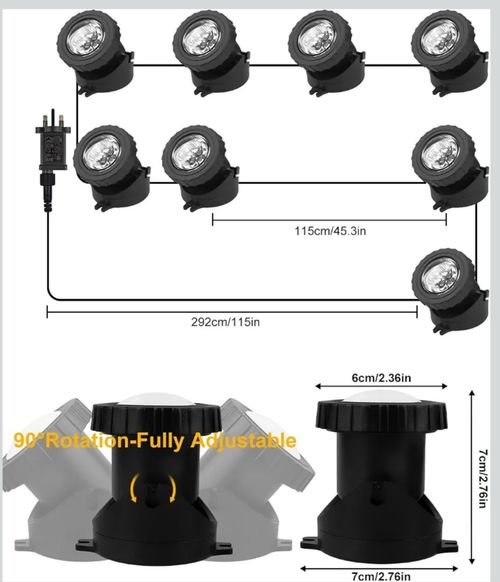 Bluetooth App & Remote Control RGB LED IP68 Underwater Pond Lights 8 Pack — image 5
