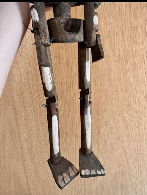 11" Hand-Carved Jointed Wood Skeleton Doll — image 5