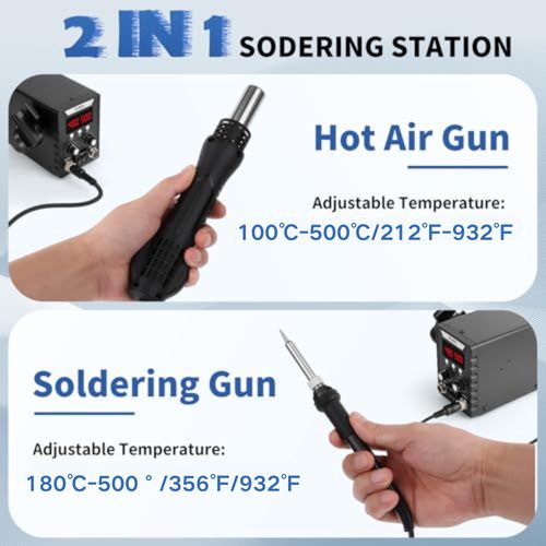 2 In 1 Soldering iron Station Kit Digital Hot Air Gun Rework Station 700W — image 2