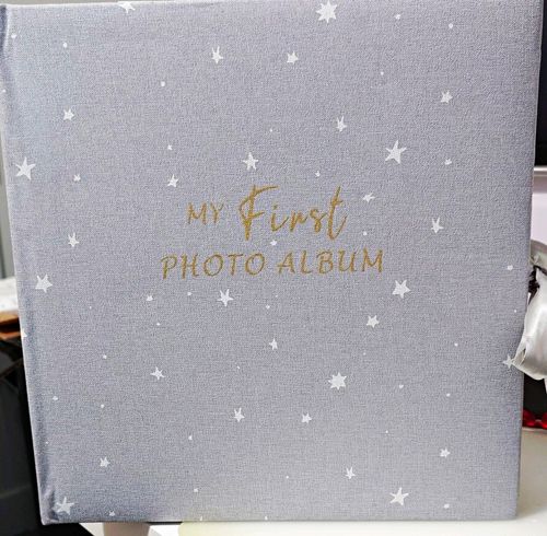 Primark My First Photo Album Baby Grey Star Print 4x6 Slip-In Book Bound — image 1