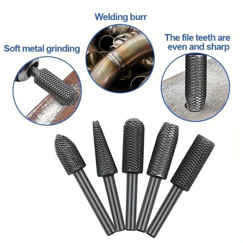 5pcs Metal Cutter Drill Bits Rotary Bits Rasp For Steel Grinding Carving Tool — image 4