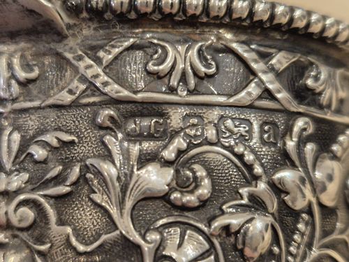 John Gilbert Antique Repoussé Sterling Silver Mustard Pots Hallmarked — image 14