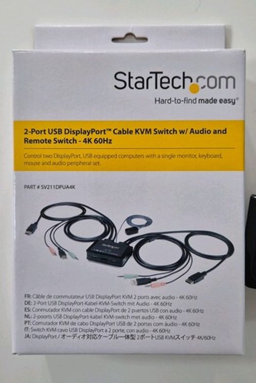 StarTech2-Port USB DisplayPort Cable KVM Switch Audio & Remote Switch - 4K 60Hz