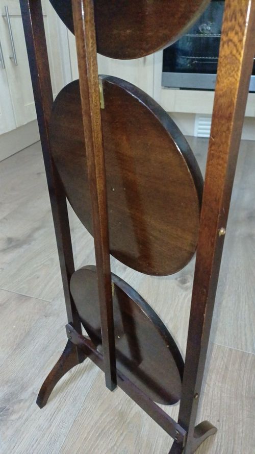 Edwardian Mahogany Oak Three Tier Cake Stand. Circa 1910. — image 14