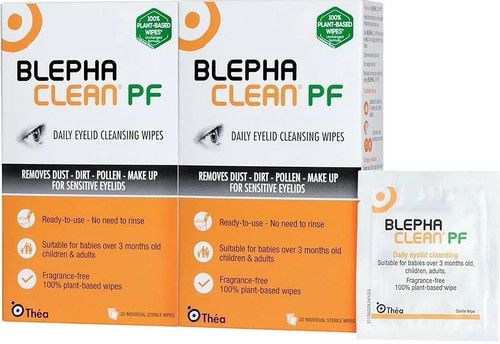 Blephaclean Preservative-Free Eyelid Cleansing Wipes – Pack of 2(40 Wipes Total)