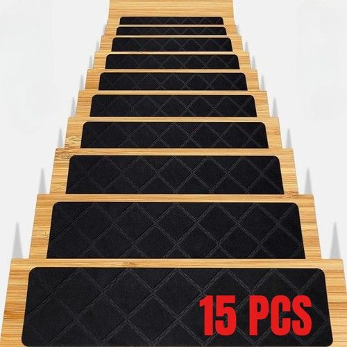 15Pcs Stair Pads Set Carpet Stair Treads Non Slip Adhesive Step Mats Home Decor