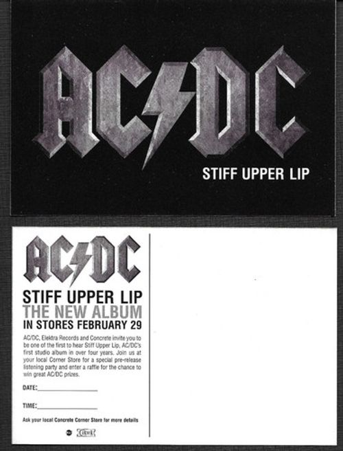 AC/DC acdc Ac dc Rare 2000 Set of 2 PROMO PARTY INVITE POSTCARD 6x4 of Stiff CD