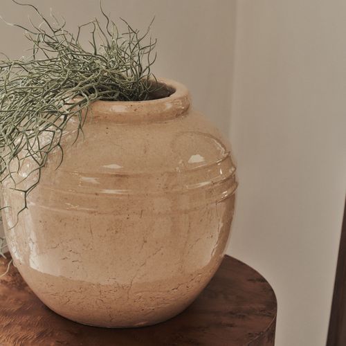 Cyra - Large Beige Gloss Ceramic Vase — image 10