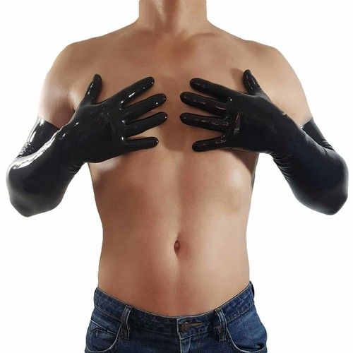 Black Latex Gloves Extra Long Opera Length Rubber Gloves Natural Latex One Size