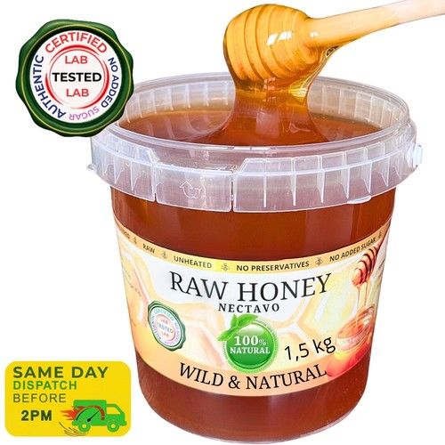 1.5 kg NATURAL RAW HONEY - 100% ORGANIC - LIQUID - UNPROCESSED - NEW HARVEST