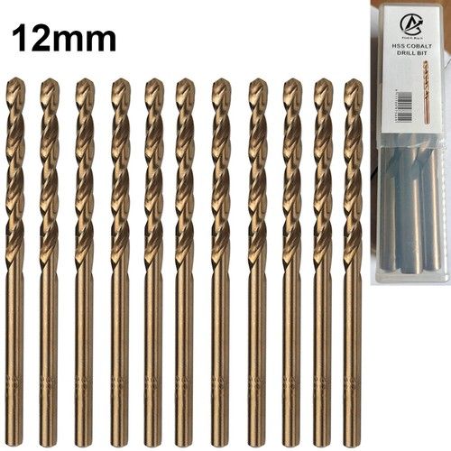 10pcs Box Set HSS Cobalt Drill Bits Ground Twist for Stainless Steel Hard Metals