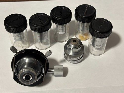 Ernst Leitz Wetzlar Microscope Heine Condenser collection (six objectives)