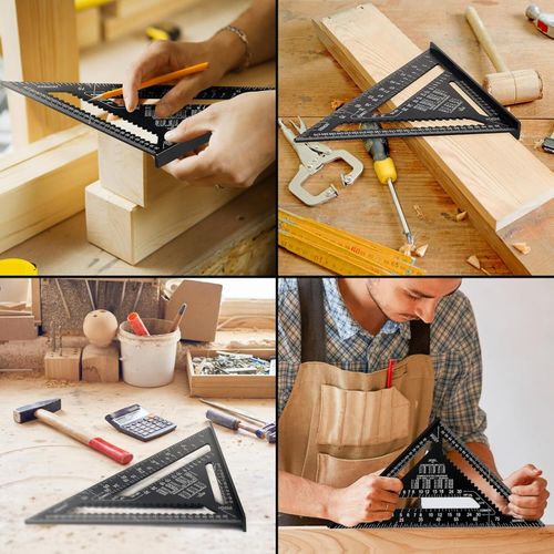 30CM 12" ROOFING SPEED SQUARE ALUMINIUM RAFTER ANGLE MEASURE TRIANGLE GUIDE TOOL — image 9