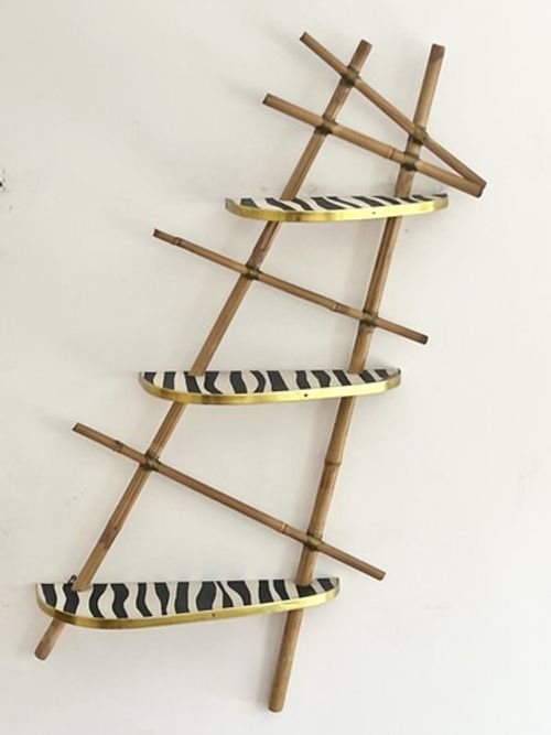 Vintage Mid Century Modern German Tiered Wall Shelving Unit