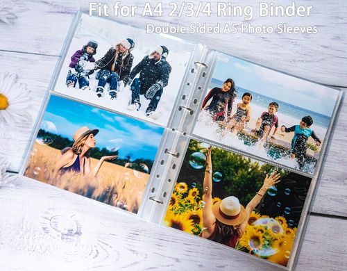 Pack of 30 A4 Photo Sleeves for 2/3/4 Ring Binder, Transparent Postcard Sleeves — image 7