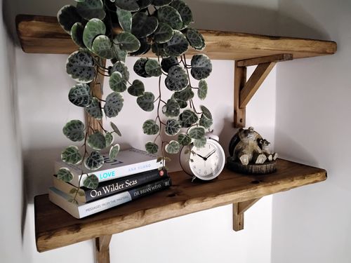 Rustic Wooden Handmade Scaffold Board Shelves Shelf, with 2 wooden Brackets — image 7