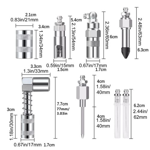 8pcs Grease Gun Injector Needle Dispenser Nozzle 90 Degree Coupler Adapter Tool — image 9