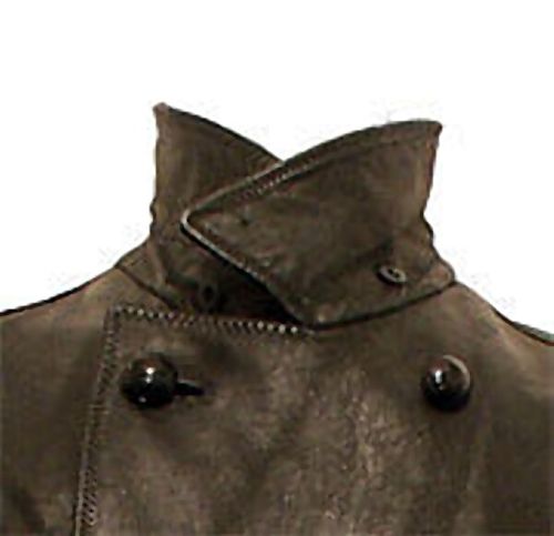 60'S Leather Biker Coat Jacket Double Breasted Italian Ex Govt Wool Lined Black — image 3