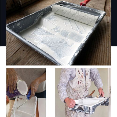 Set Paint Rollers Extension Pole Tray Brush Roller Sleeves Painting Wall Ceiling — image 16