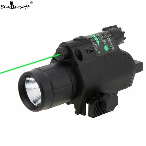 Tactical LED Flashlight Red Green Dot Laser Sight Torch For Airsoft Rail Pistol