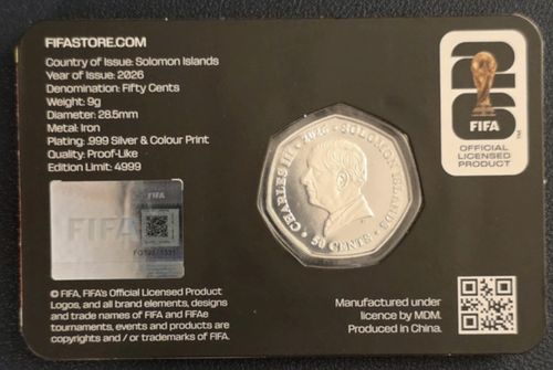 IN HAND Fifa World Cup 2026 Coin Solomon Islands 50 Cents Koin Club. — image 2