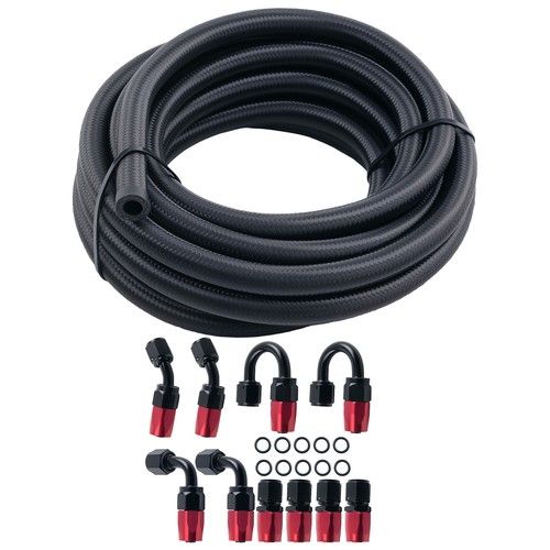 AN6 -6AN AN-6 Fitting Stainless Steel Nylon Braided Oil Fuel Hose Line 16FT Kit