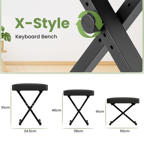 X-Style Piano Stool Adjustable Height Keyboard Stool  Folding Piano Bench Stool — image 3
