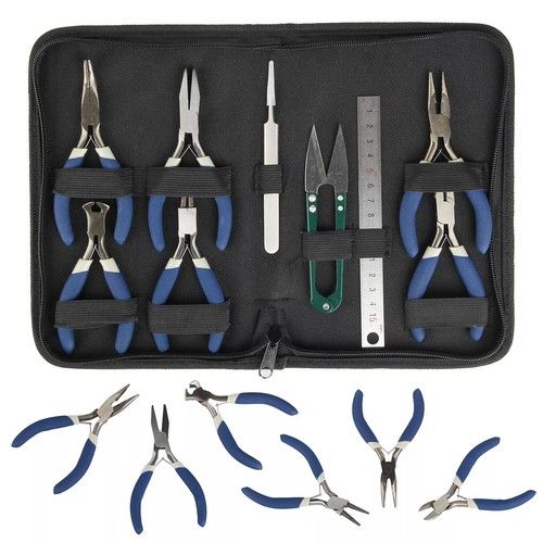 9pcs Jewellery Making Findings Beads Pliers Craft Tool Set Wire Cutters Kit Tool