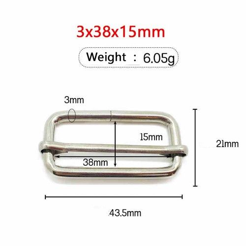 Metal Rectangle Buckle with Slider Bar Belt and Strap Keeper Adjustable Buckles