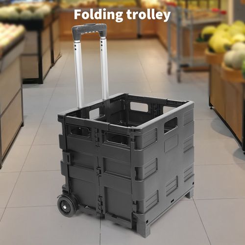 45L Folding Boot Cart Shopping Trolley Fold Up Storage Box Wheels Crate Foldable — image 10