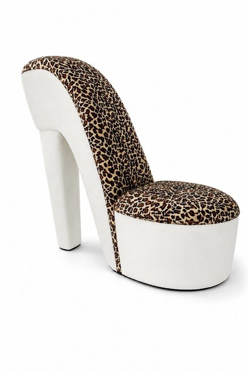 High Heel Shoe Chair Y2K Leopard Print Accent Chair Glam Bedroom Furniture — image 6