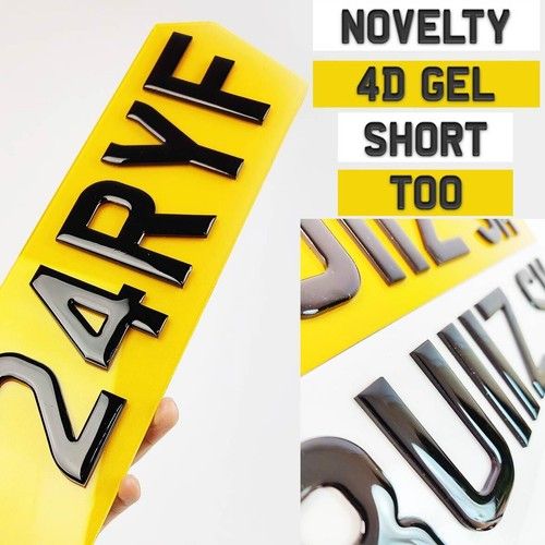 Luxury Pair 3D GEL MOT/ROAD Legal Car Registration Number Plates 4D Raised