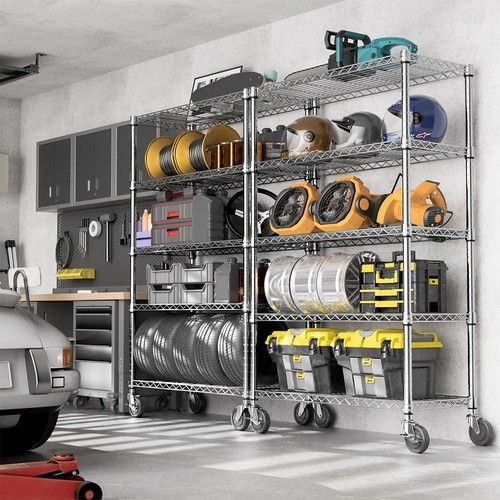 MZG Shelf Storage Rack Metal Shelving Tool Shelves Garage Rack Shelves 76.8"H