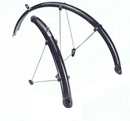 26" Wheel MTB Black plastic 50mm Wide Mudguards, 