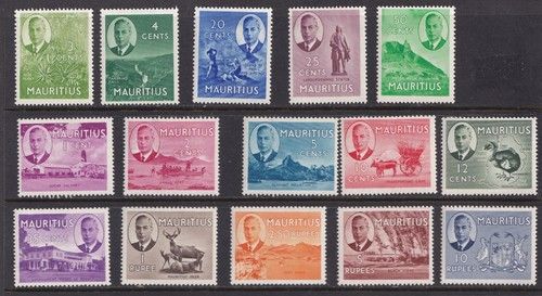 Mauritius Stamps 1950 SG276/290 Mint Hinged CV £95