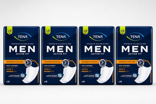 TENA Men Level 3 Incontinence Pads - 4 Packs of 16 (64 Pads)