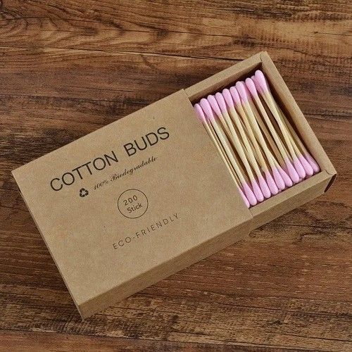 200 Bamboo Cotton Buds Wooden ECO Friendly Makeup Ear Swabs Biodegradable Vegan